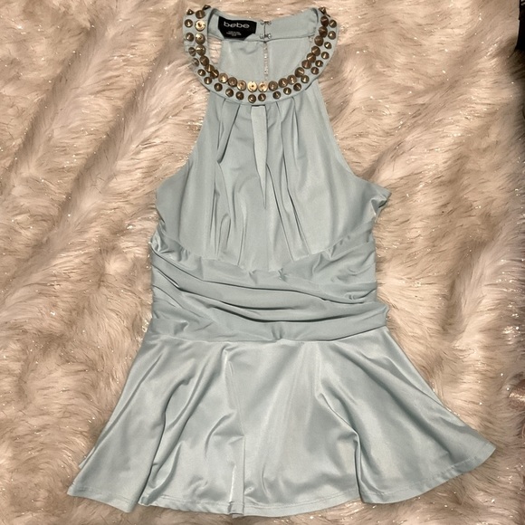 ❌BLUE BEBE HALTER TOP - Picture 1 of 6